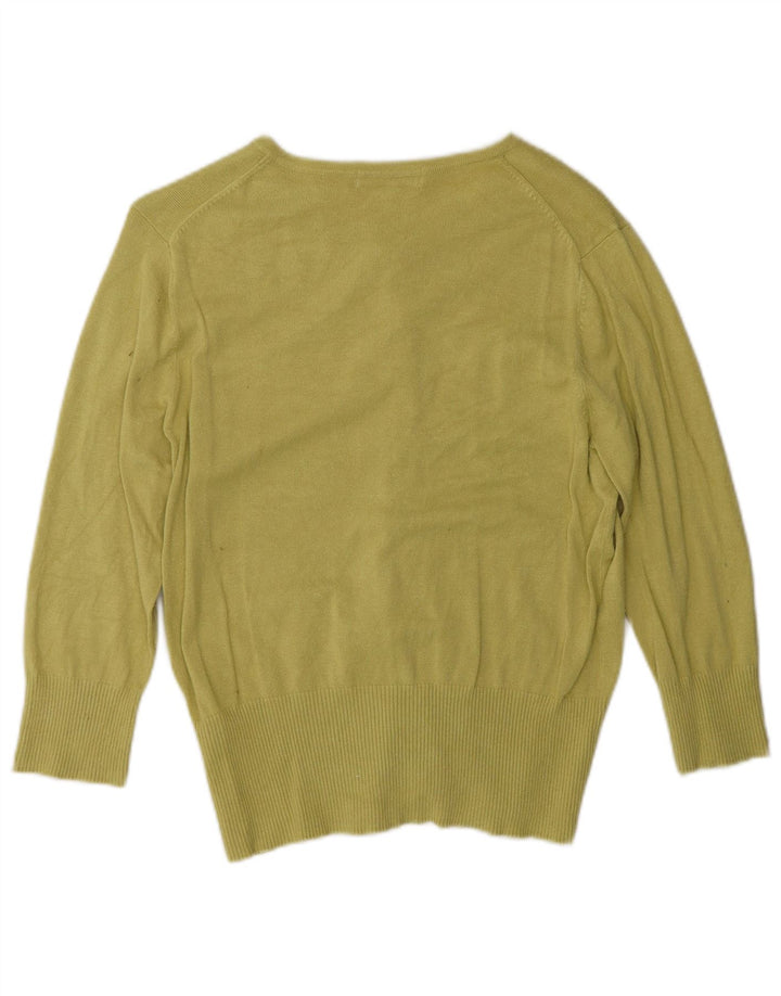 Marks & Spencer Womens 3/4 Sleeve Cardigan Sweater UK 14 Medium Green