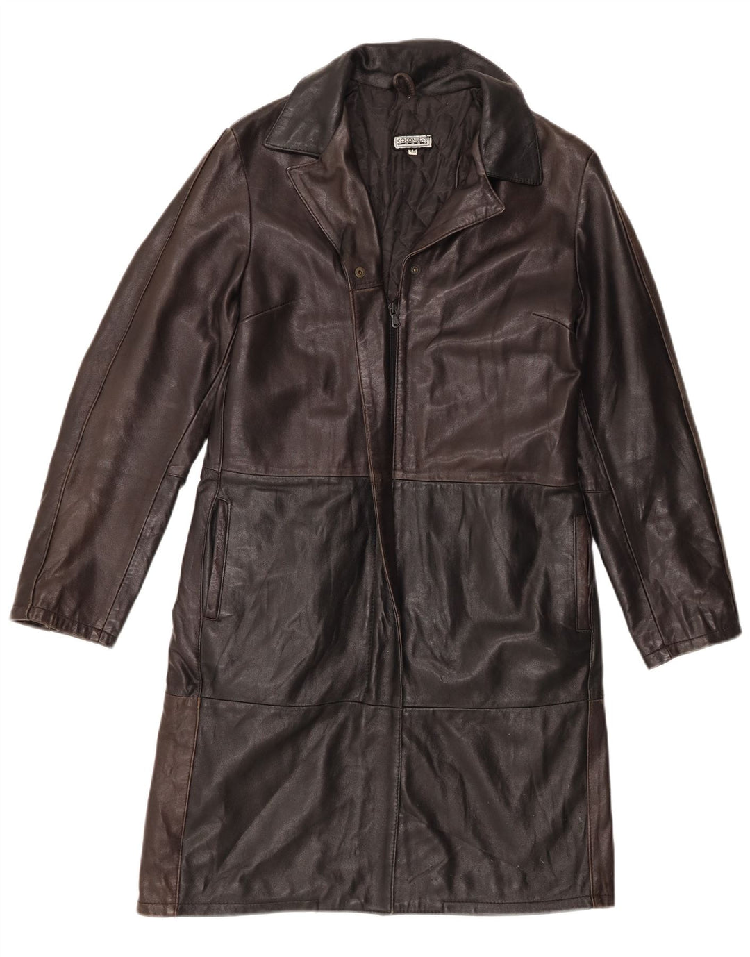 Coconuda Womens Leather Coat IT 46 Large Brown Leather