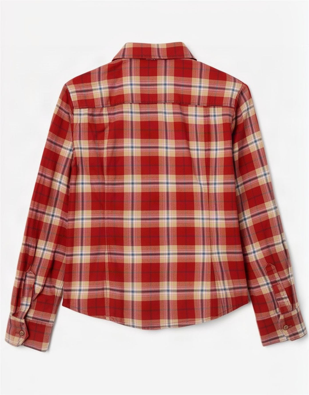 Benetton Womens Military Flannel Shirt UK 12 Medium Red Check