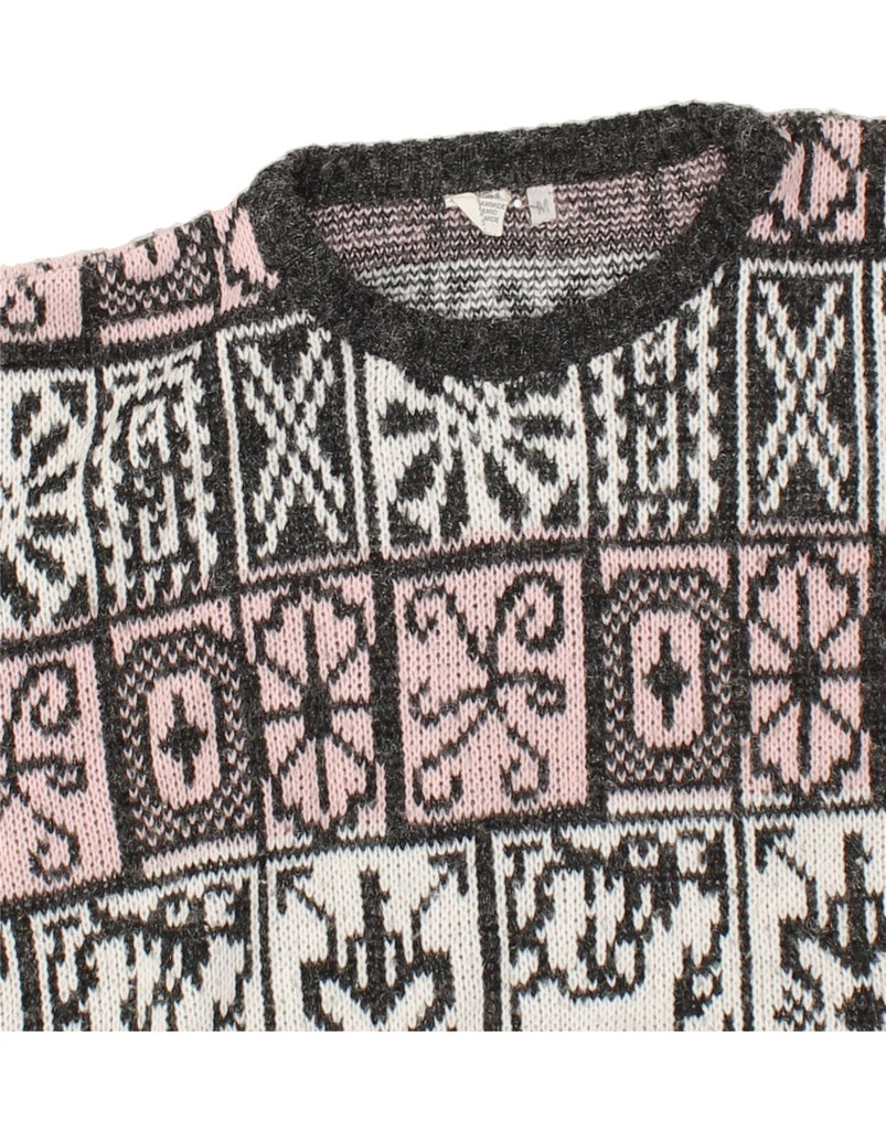 VINTAGE Womens Crew Neck Jumper Sweater UK 14 Medium Grey Fair Isle | Vintage Vintage | Thrift | Second-Hand Vintage | Used Clothing | Messina Hembry 