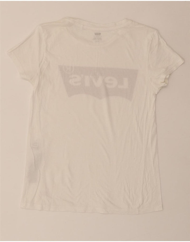 LEVI'S Womens Graphic T-Shirt Top UK 10 Small White Cotton Vintage Levi's and Second-Hand Levi's from Messina Hembry 