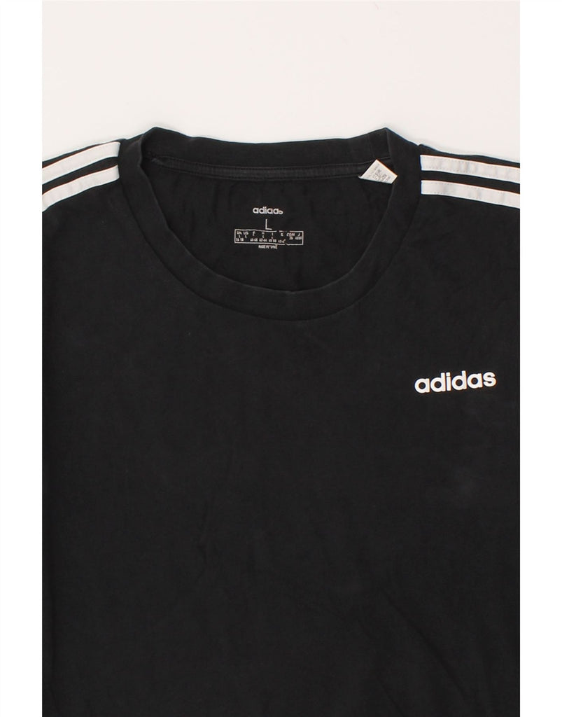 ADIDAS Womens T-Shirt Top UK 16/18 Large Black Cotton | Vintage Adidas | Thrift | Second-Hand Adidas | Used Clothing | Messina Hembry 
