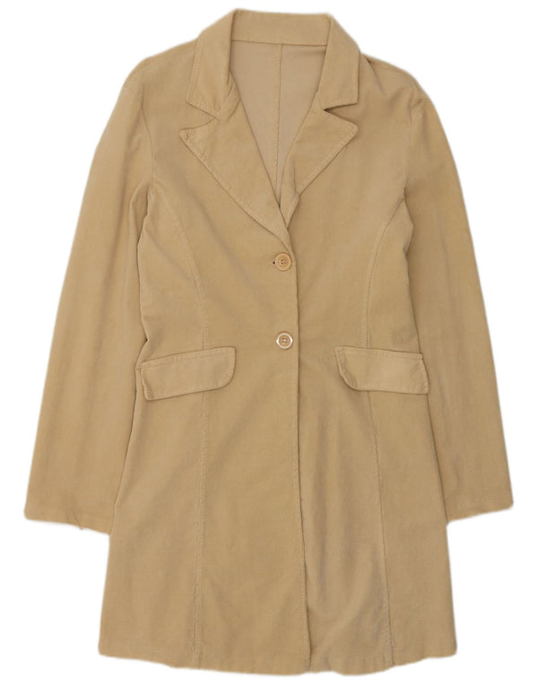 Vintage Womens Corduroy Overcoat UK 12 Medium Beige