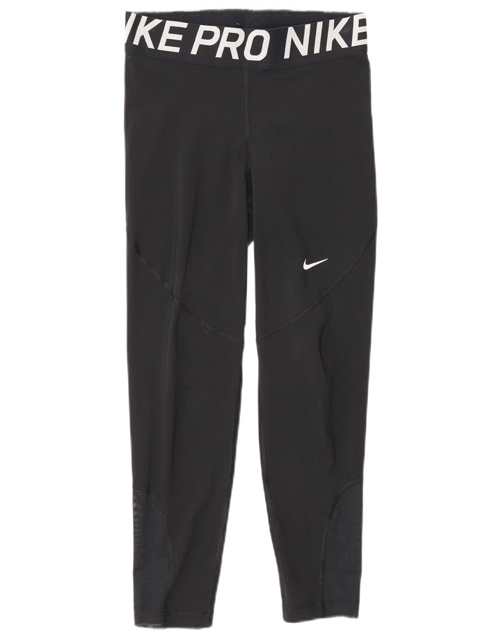 Nike Womens Graphic Leggings Small Black Polyester Sports