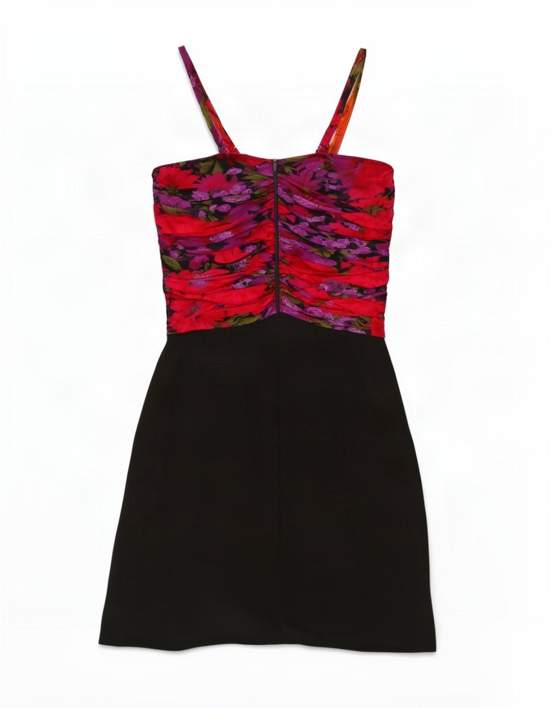 Vintage Womens Bodycon Dress IT 44 Medium Black Floral Acetate