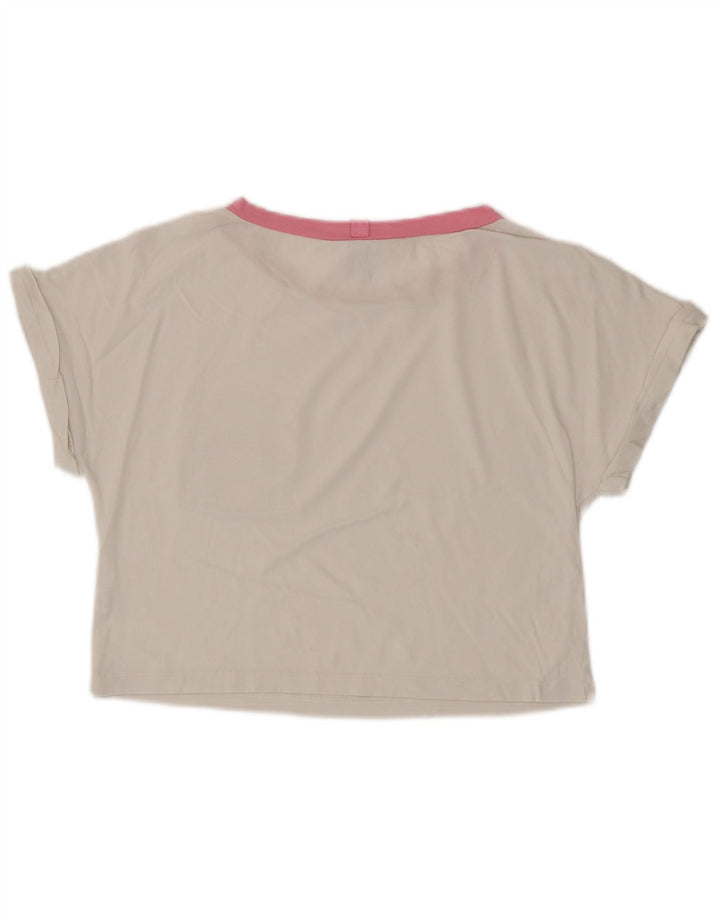 BENETTON Womens Peanuts Crop T-Shirt Top UK 6 XS White Cotton