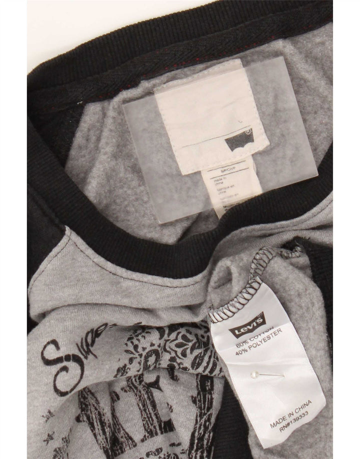 Levi's Womens Graphic Sweatshirt Jumper UK 10 Small Grey Colourblock