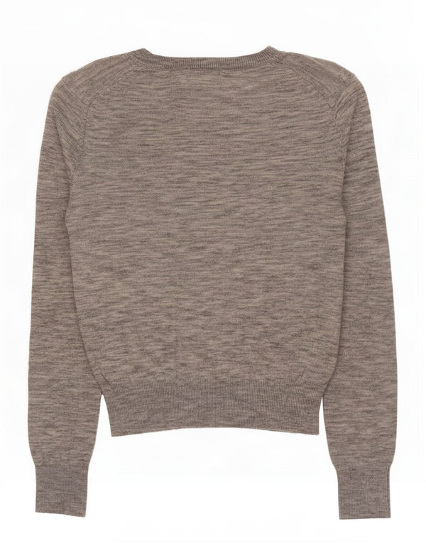Zara Womens Crop Crew Neck Jumper Sweater UK 10 Small Grey Flecked