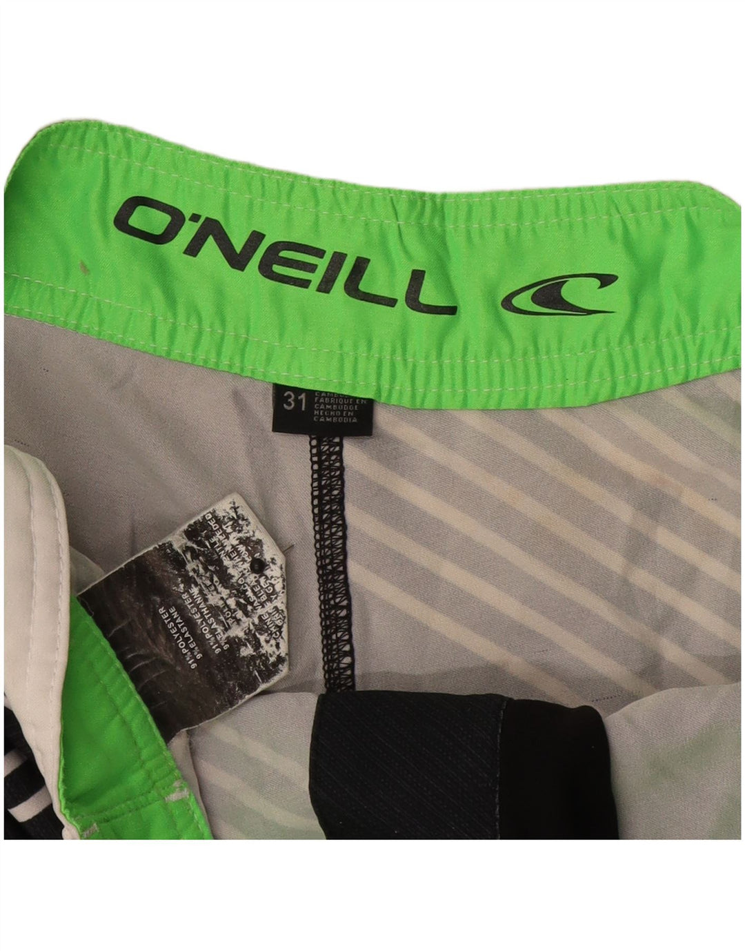 O'Neill Mens Graphic Swimming Shorts Medium  Black Striped Polyester