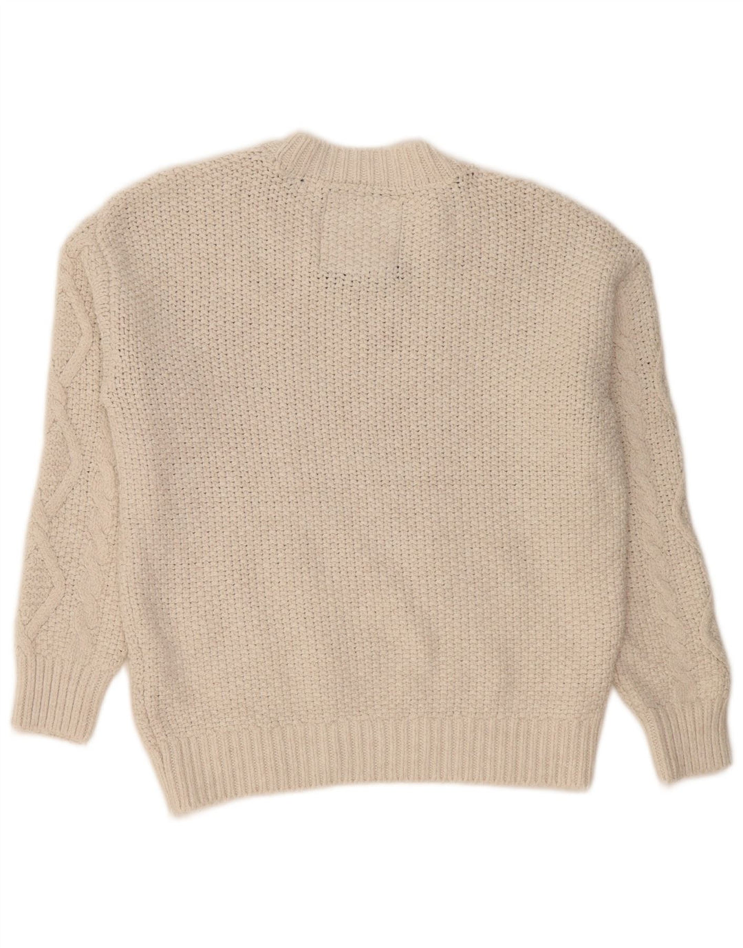 Superdry Womens Oversized Crew Neck Jumper Sweater UK 12 Medium Off White