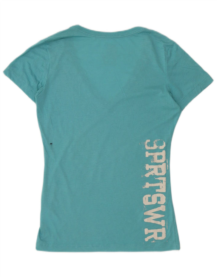 NIKE Womens Slim Fit Graphic T-Shirt Top UK 12 Medium Blue Polyester