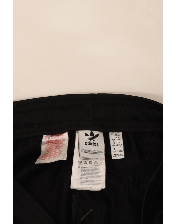 Adidas Boys Graphic Tracksuit Trousers Joggers 13-14 Years Black Polyester
