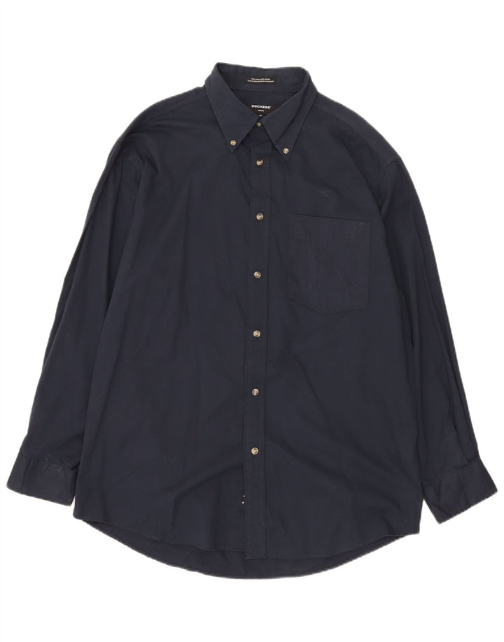 Dockers Mens Shirt Medium Navy Blue Cotton