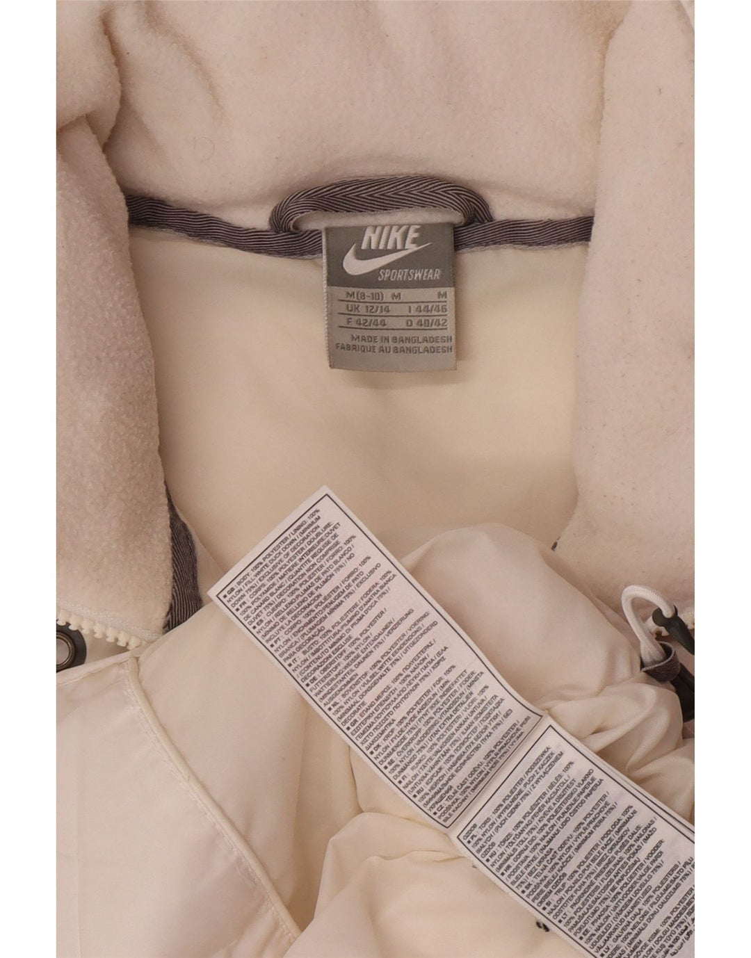 Nike Womens Hooded Padded Gilet UK 12/14 Medium White Polyester