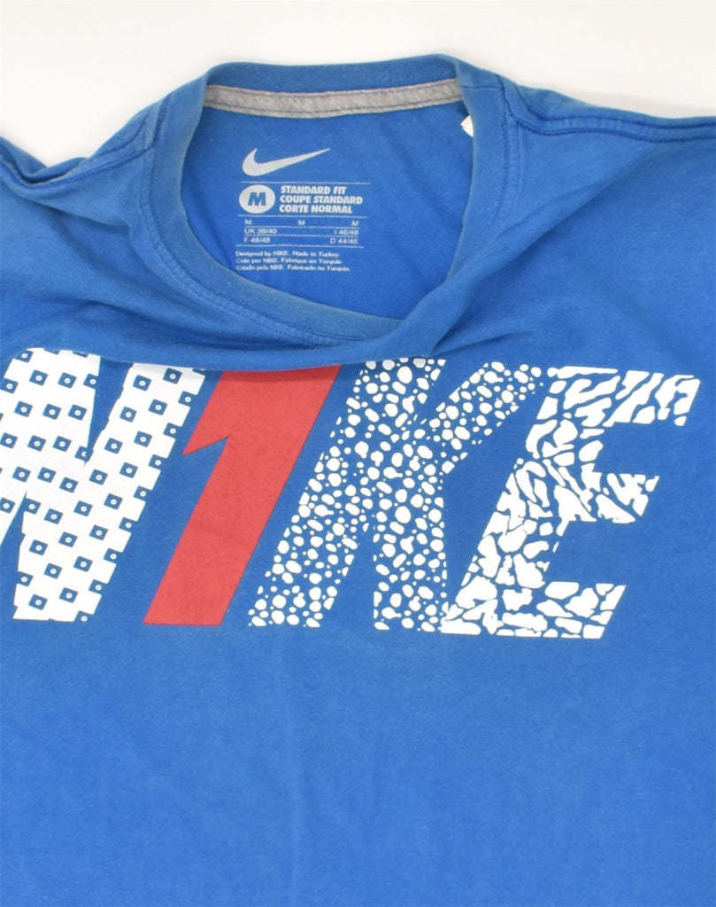 NIKE Mens Standard Fit Graphic T-Shirt Top UK 38/40 Medium Blue Cotton | Vintage Nike | Thrift | Second-Hand Nike | Used Clothing | Messina Hembry 