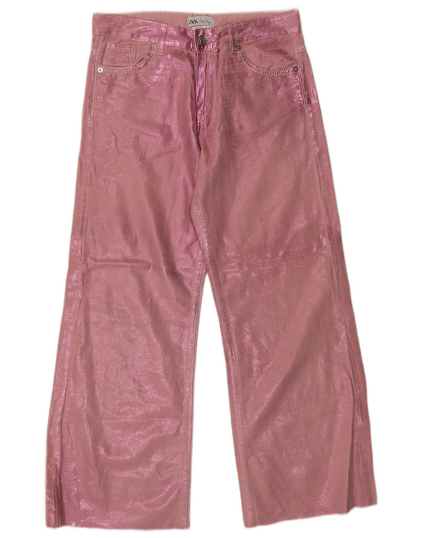 Zara Womens Barbie Wide Leg Jeans XS W26 L28 Pink