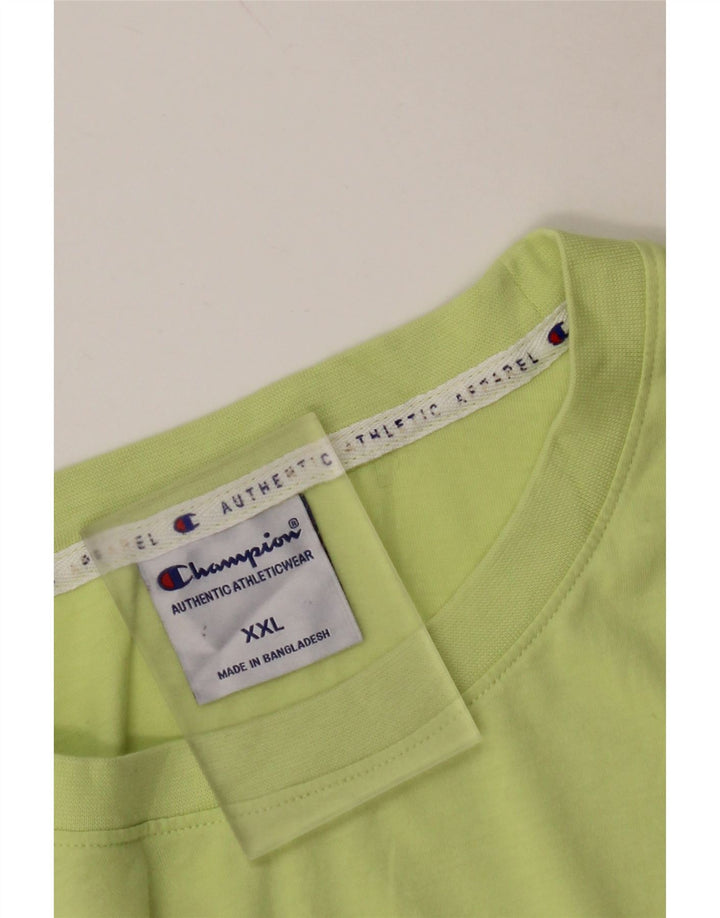 CHAMPION Mens Graphic T-Shirt Top 2XL Green Cotton