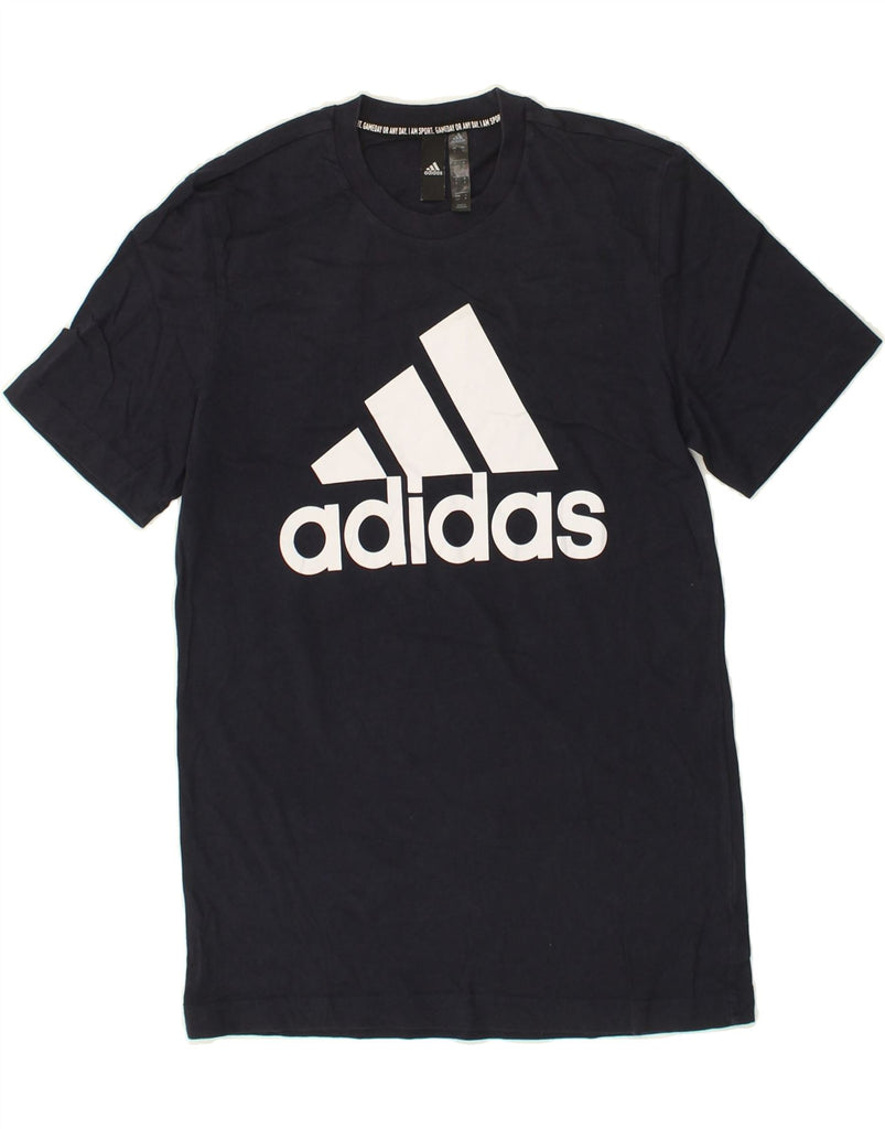 ADIDAS Mens Graphic T-Shirt Top Small Navy Blue Cotton | Vintage Adidas | Thrift | Second-Hand Adidas | Used Clothing | Messina Hembry 