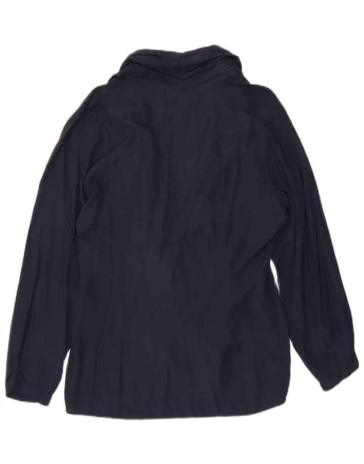 Benetton Womens Wrap Shirt Blouse IT 46 Large Navy Blue Viscose
