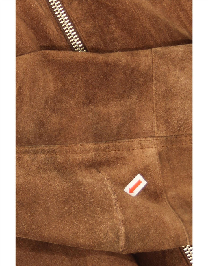 Vintage Mens Suede Shearling Jacket UK 38 Medium Brown Leather