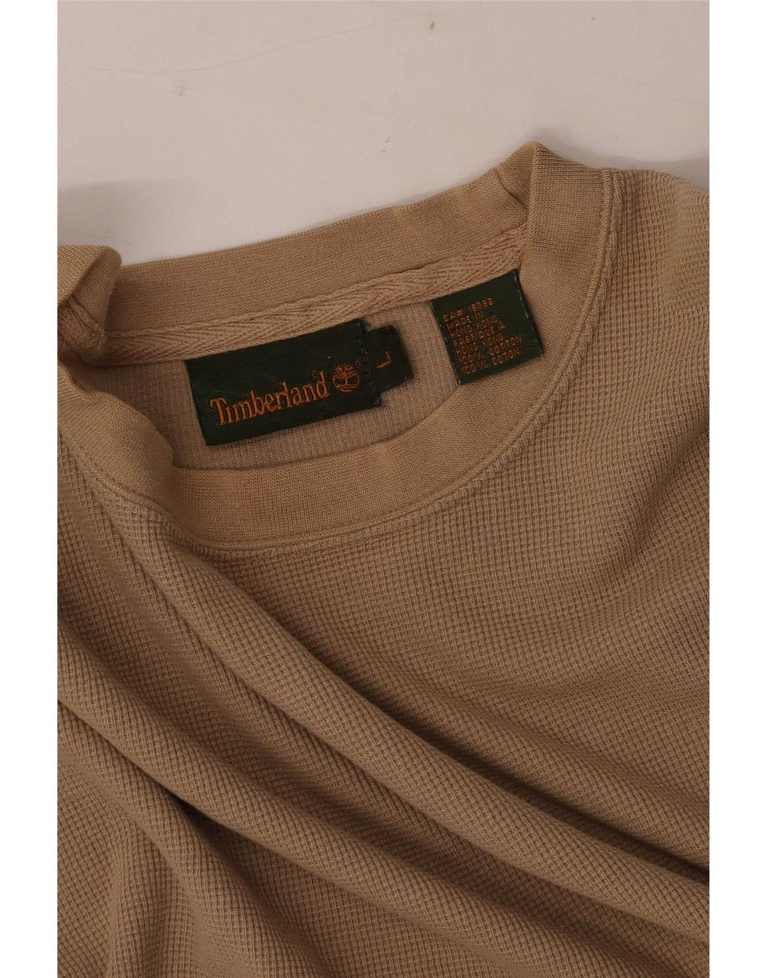 Timberland Mens Top Long Sleeve Large Brown Cotton