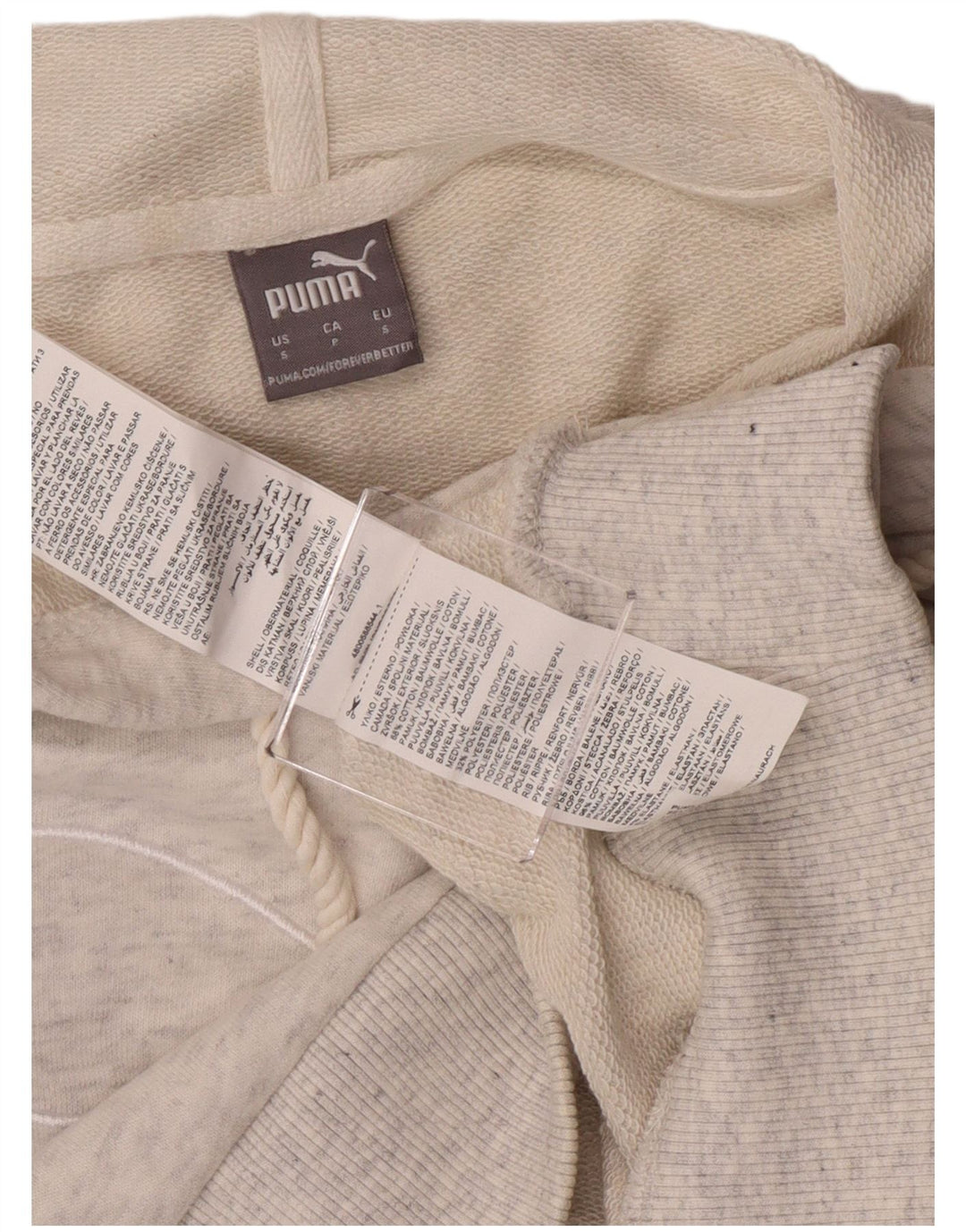 Puma Womens Oversized Graphic Crop Hoodie Jumper UK 10 Small Grey Cotton