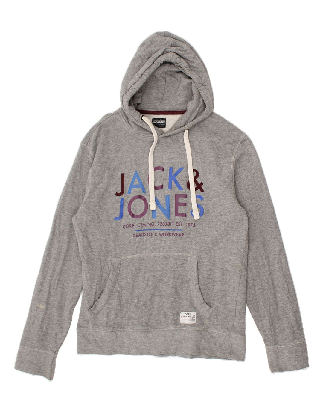 JACK & JONES Mens Graphic Hoodie Jumper Large Grey Cotton Vintage Jack & Jones and Second-Hand Jack & Jones from Messina Hembry 