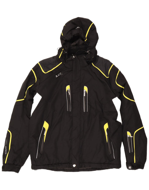 AST Mens Hooded Ski Jacket UK 44 2XL Black Colourblock Polyamide