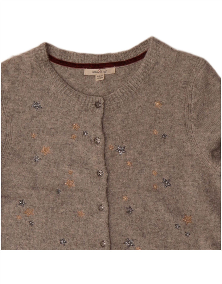 WHITE STUFF Womens Abstract Pattern Cardigan Sweater UK 10 Small Grey