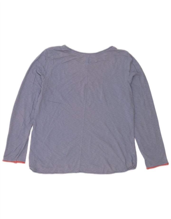 White Stuff Womens Top Long Sleeve UK 12 Medium  Blue Flecked Cotton