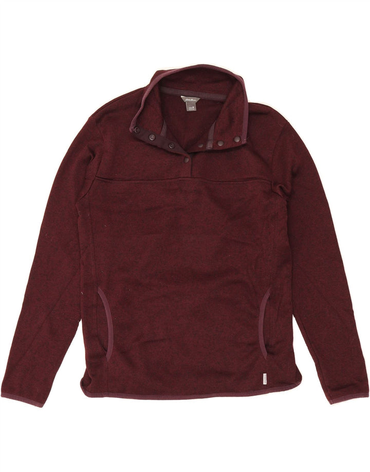 EDDIE BAUER Womens Button Neck Sweatshirt Jumper UK 14 Medium Burgundy Vintage Eddie Bauer and Second-Hand Eddie Bauer from Messina Hembry 