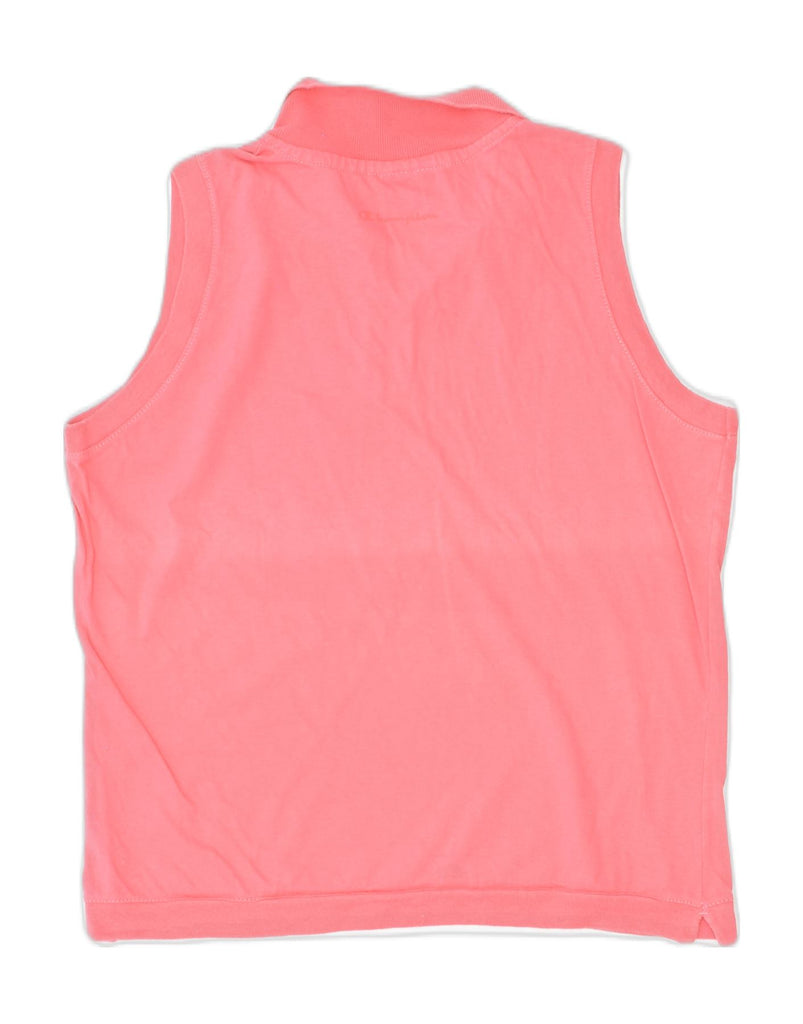 CHAMPION Womens Sleeveless Polo Shirt UK 16 Large Pink Cotton | Vintage | Thrift | Second-Hand | Used Clothing | Messina Hembry 