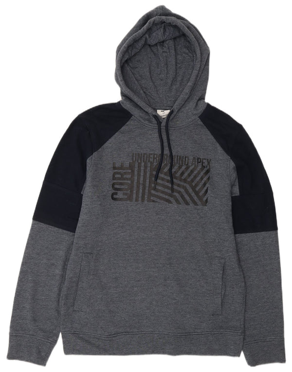 JACK & JONES Mens Graphic Hoodie Jumper Medium Navy Blue Colourblock