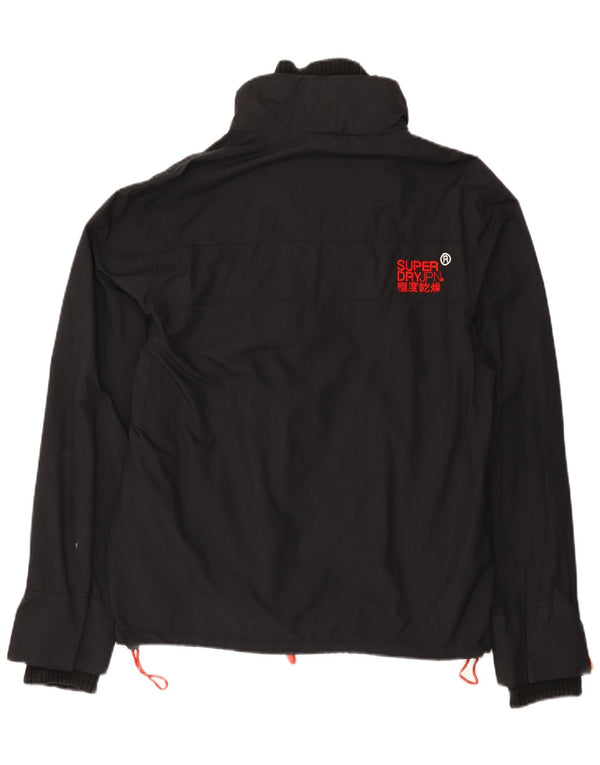 Superdry Womens Windcheater Graphic Windbreaker Jacket UK 16 Large Black