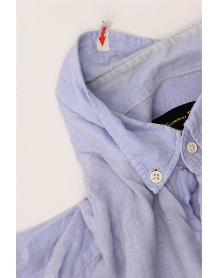 Massimo Dutti Mens Shirt XL Blue Linen