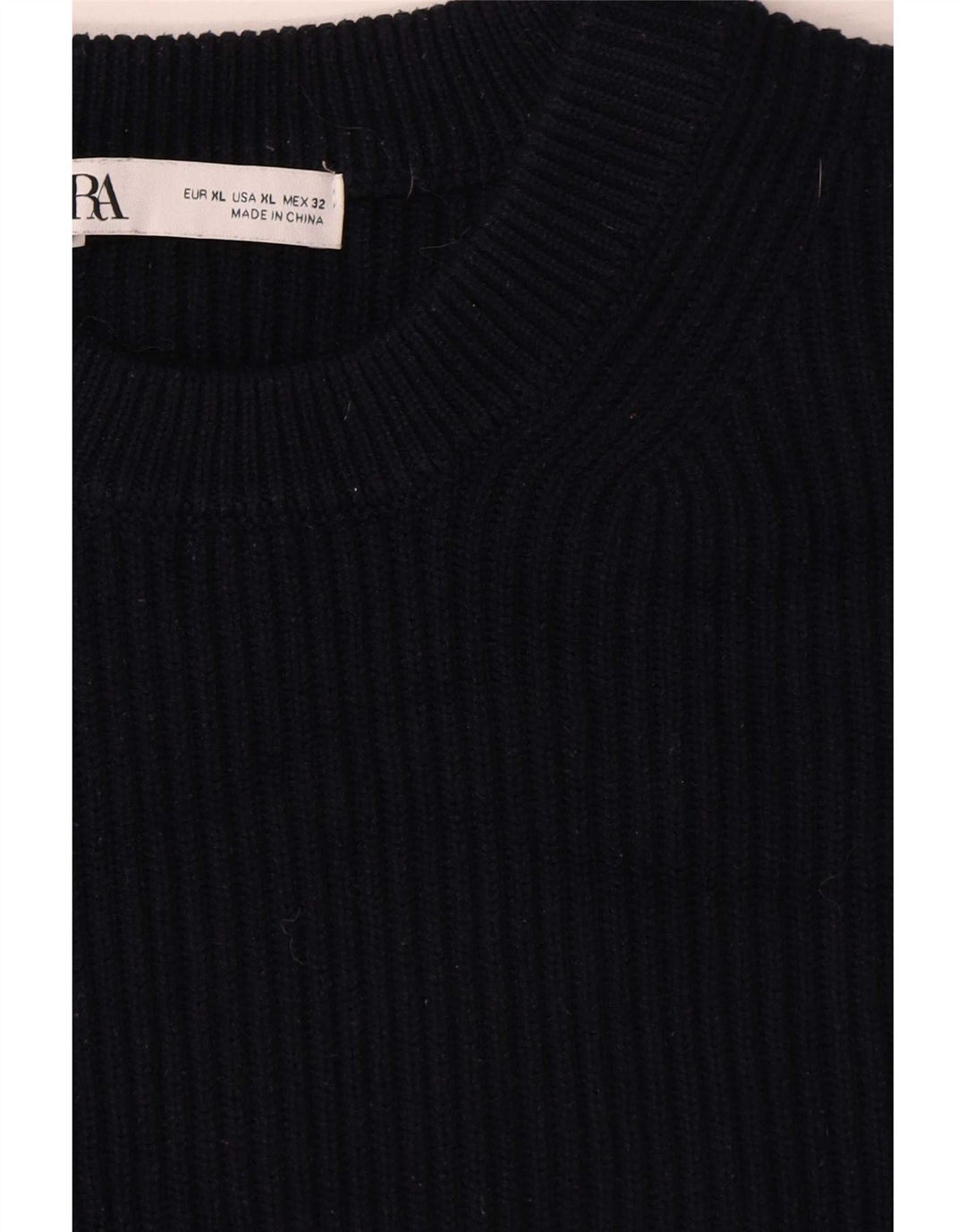 Zara Womens Oversized Crew Neck Jumper Sweater UK 18 XL Navy Blue Polyester