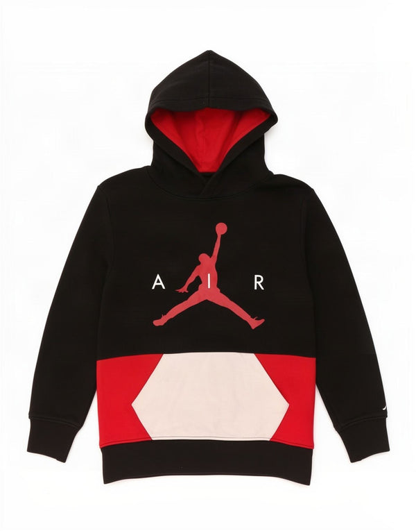 Jordan Boys Graphic Hoodie Jumper 8-9 Years Small Black Colourblock Cotton