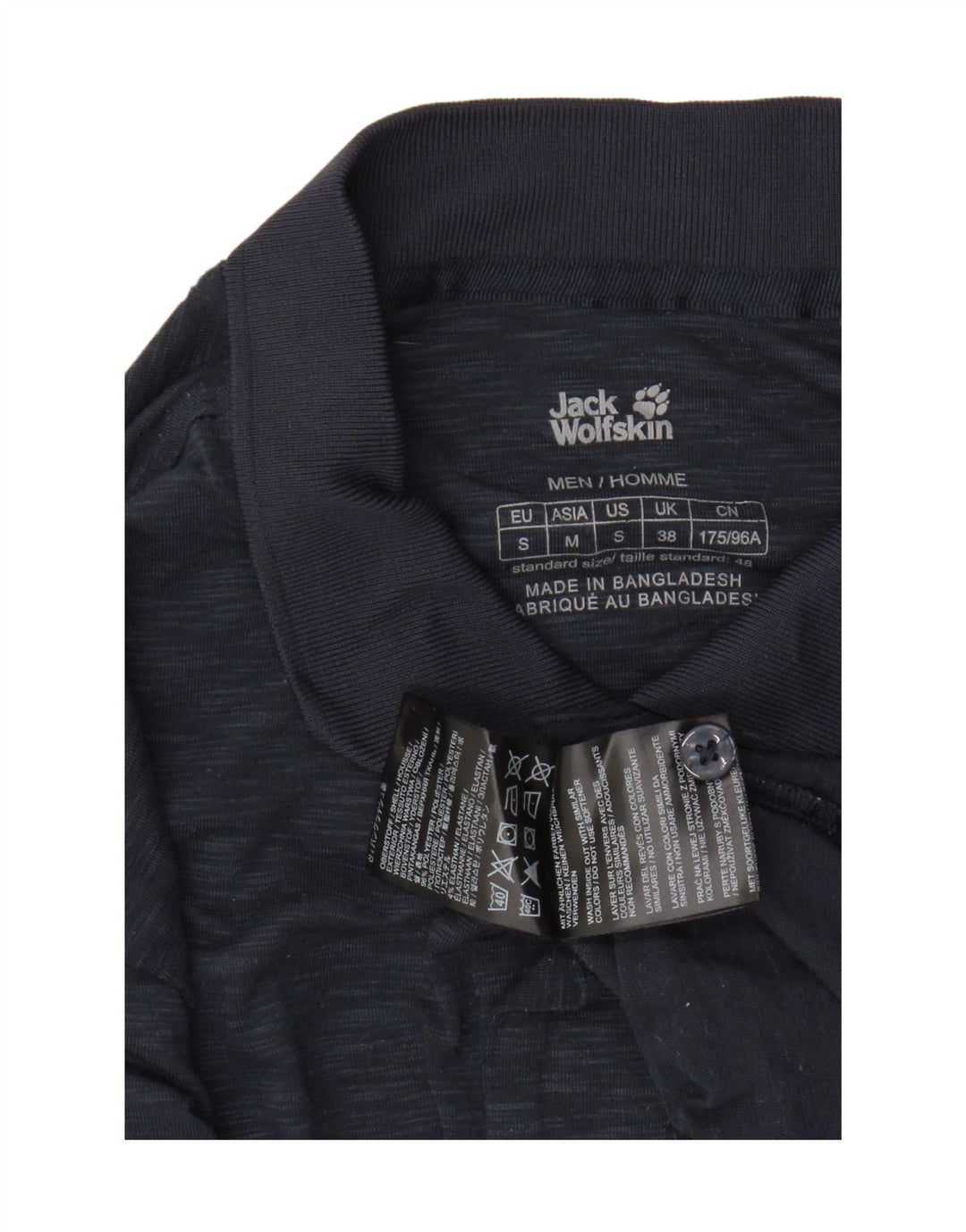 JACK WOLFSKIN Mens Polo Shirt UK 38 Small Navy Blue Flecked Polyester