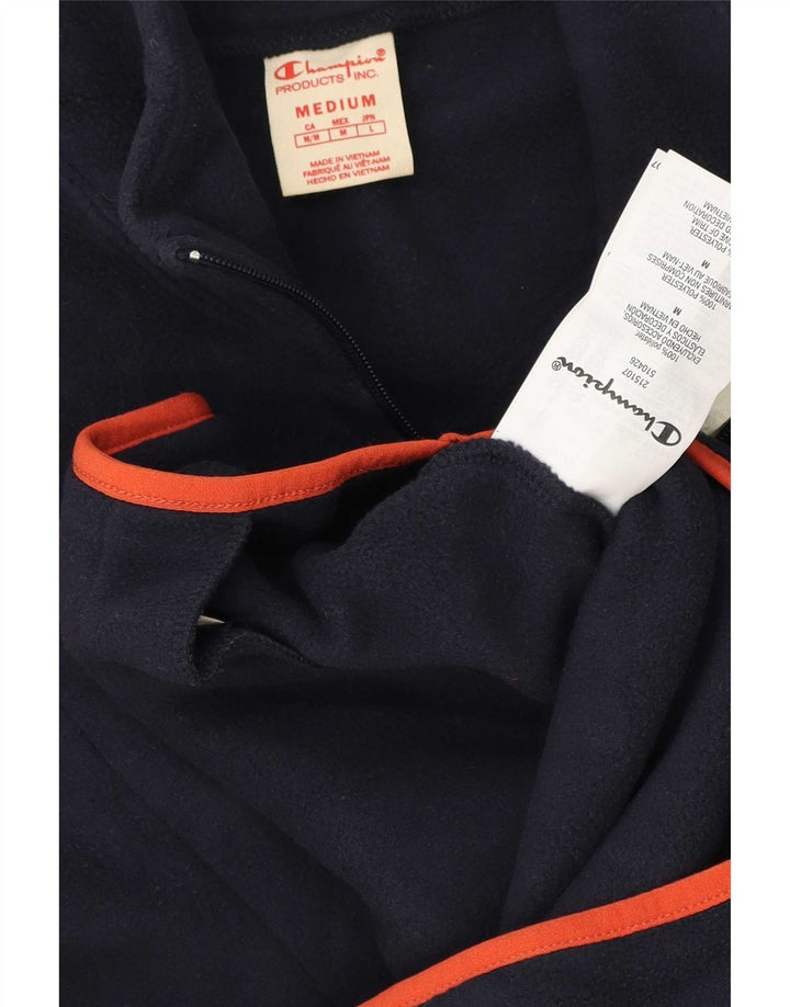 Champion Mens Zip Neck Fleece Jumper Medium Navy Blue Polyester