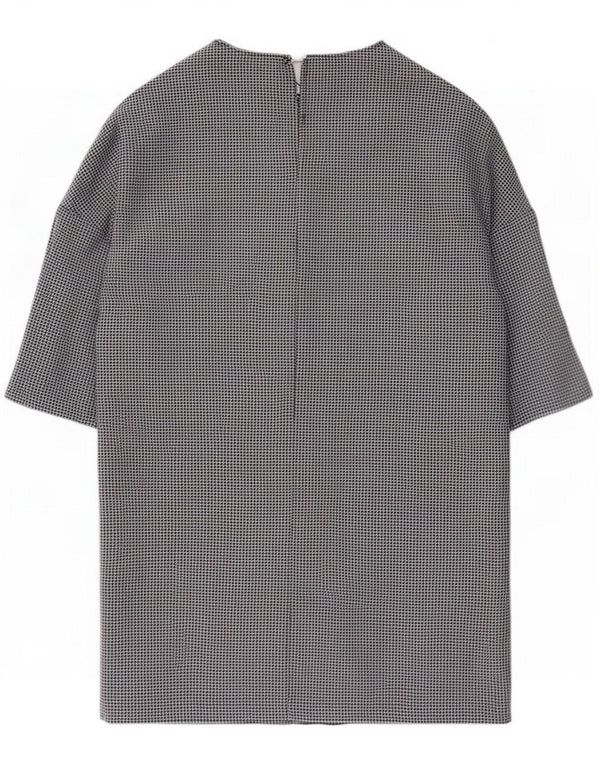 Zara Womens 3/4 Sleeve Shift Dress UK 16 Large Black Houndstooth Polyester