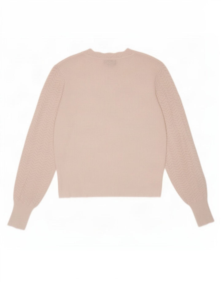Oasis Womens Crew Neck Jumper Sweater UK 12 Medium White Polyester