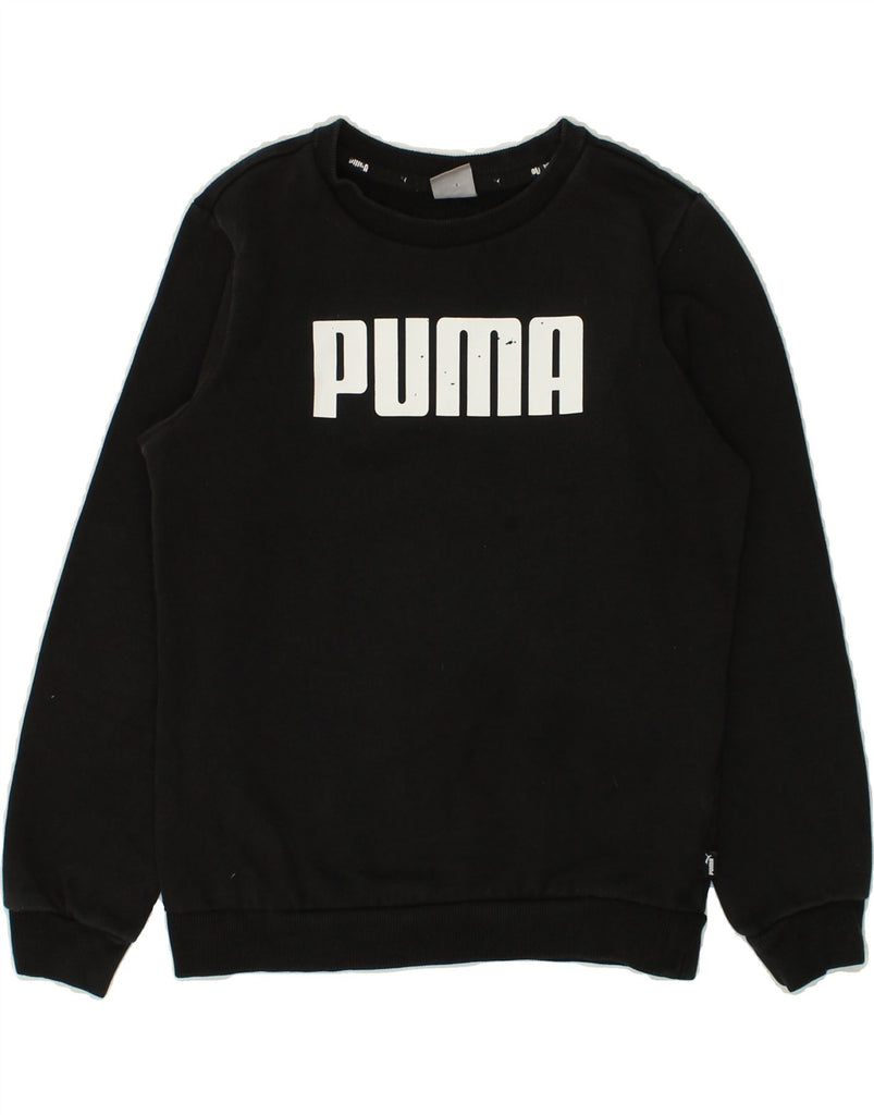 PUMA Boys Graphic Sweatshirt Jumper 11-12 Years Black Cotton | Vintage Puma | Thrift | Second-Hand Puma | Used Clothing | Messina Hembry 