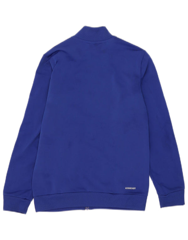 Adidas Boys Aeroready Tracksuit Top Jacket 9-10 Years Blue Colourblock