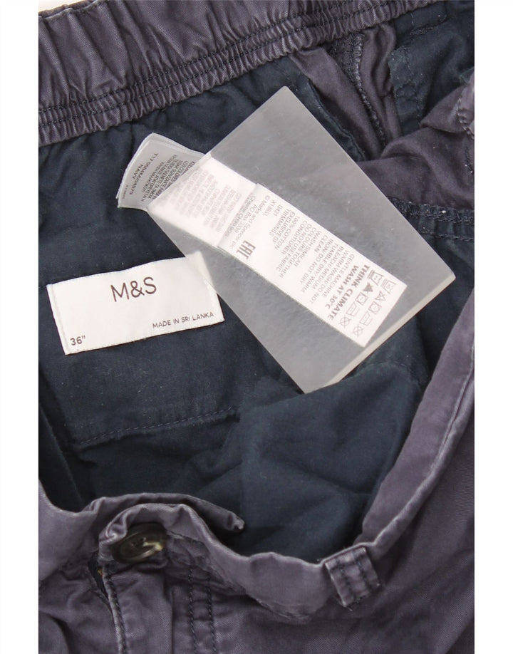 Marks & Spencer Mens Chino Shorts W36 Large Navy Blue Cotton