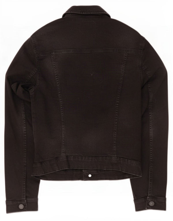 Zara Womens Trafaluc Denim Jacket UK 12 Medium Black Cotton