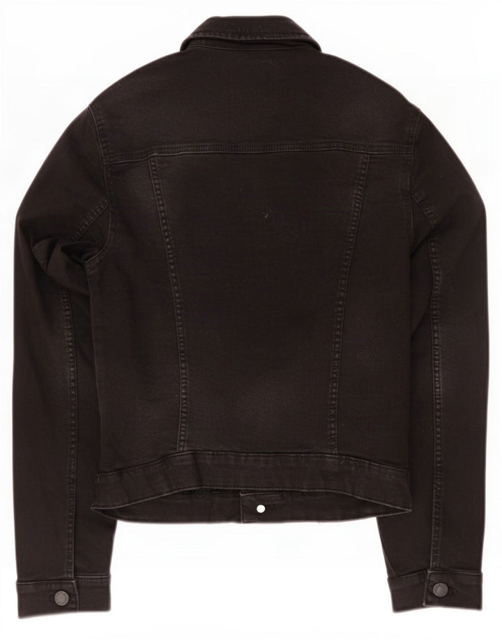 Zara Womens Trafaluc Denim Jacket UK 12 Medium Black Cotton