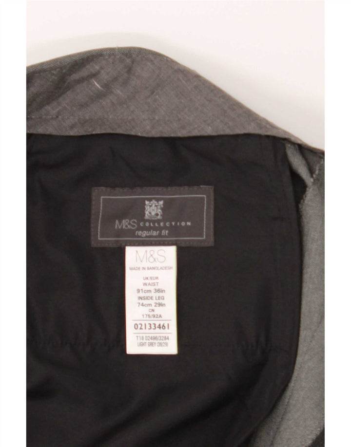 Marks & Spencer Mens Regular Fit Suit Trousers W36 L29 Grey Polyester