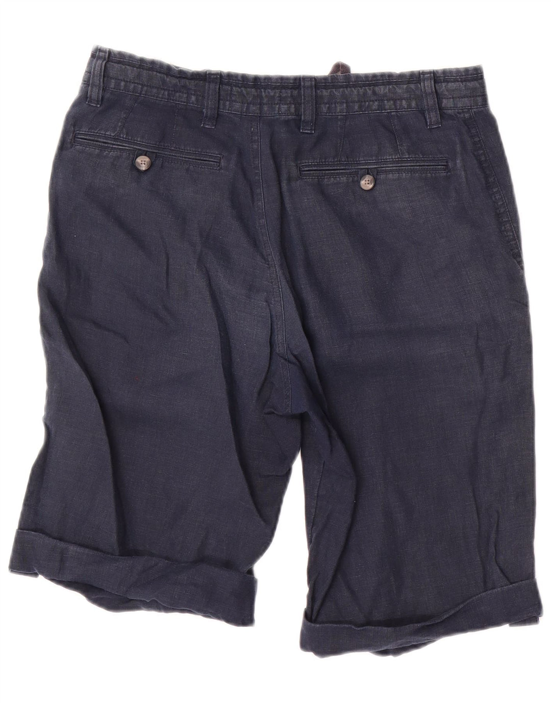 Marks & Spencer Mens Chino Shorts W30 Medium Navy Blue Linen