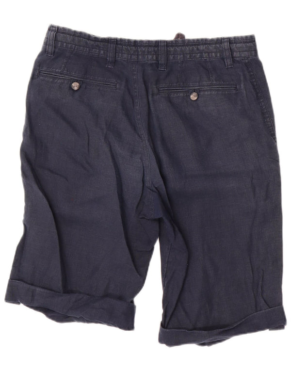 Marks & Spencer Mens Chino Shorts W30 Medium Navy Blue Linen