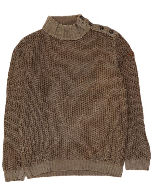 Trussardi Jeans Mens Turtle Neck Jumper Sweater Large Khaki Wool
